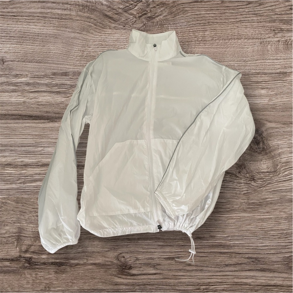 Fabletics White Utility Jacket High Collar Zip-Up